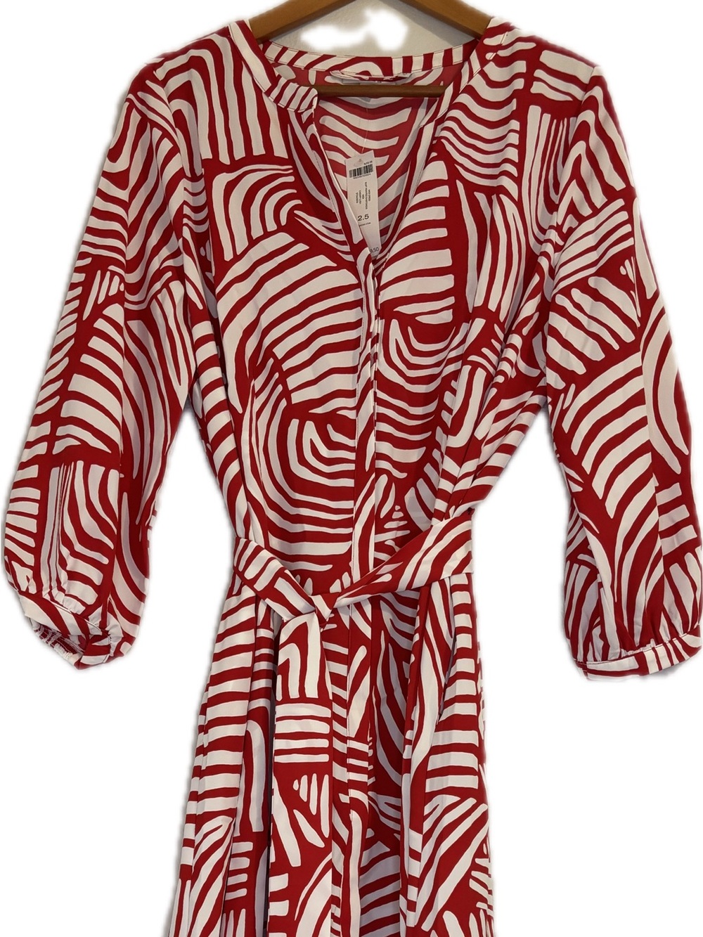 NWT Chico's Red and White Abstract Wrap Dress Size 2.5 (L)